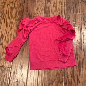 Chaser Long Sleeve Ruffle Raglan Sweater